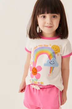 Calitate 100% Bumbac Pieptănat 2023 Vara Tricou Maneca Scurta Copii Îmbrăcăminte Pitipoance Fete Copii t-shirt Tee Topuri Baby Girl Haine