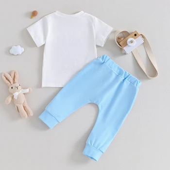 Băiețelul de Paști Tinutele Maneca Scurta Scrisoare de T-shirt, Bluze si Pantaloni Jogger Copil Haine de Primavara-Vara