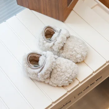 Copii Pantofi de Iarna de Pluș în aer liber, Confortabil Fete Apartamente Pantofi de Modă de Culoare Solidă Cald Copil de Cauzalitate Versatil Bumbac Pantofi Cârlig buclă