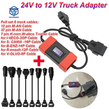 24V la 12V Camion Conector 24 Volt 12 Volt Grele Camion Diesel Cablu Adaptor cu 8 Camion Cablu Pentru Easydiag OBD2 Scanner