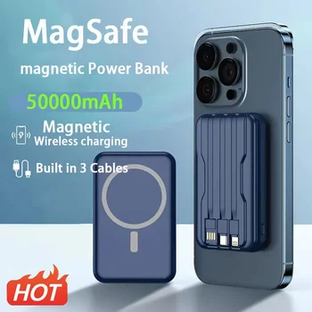 Magnetic Wireless 50000mAh Banca de Alimentare Portabil Powerbank Tip C Încărcător Rapid Construit în Cablu Pentru iPhone 14 13 Xiaomi Bateria
