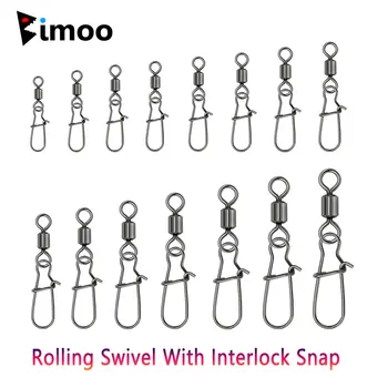 Bimoo Rolling Swivel W/ Interlock Snap Pike de Pescuit Accesorii Conector Pin tachelaj greutate Sinker Undiță Atrage Pivotează Aborda