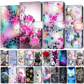 Copii Etui Carte de Titularul Portofel Flip case Pentru Samsung Galaxy S7 S8 S9 S10 S10E Plus S20 Nota 10 Plus Fluture Model Floare Acoperi