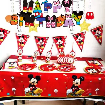 Copil De Dus Happy Birthday Cu Baloane Mickey Mouse Globos De Unica Folosinta Tacamuri De Partid Decor Consumabile Cutie De Popcorn