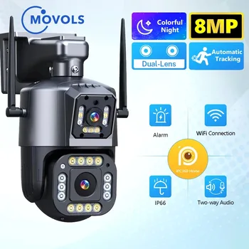MOVOLS 8MP Dual Lens PTZ Camera WiFi Două căi Audio Camera IP de Securitate de Urmărire Automată în aer liber rezistent la apa P2P Video de Supraveghere