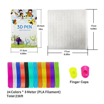 Pen 3D Drawing Template-uri Carte Cu 40 De Imprimare Diferite/ Pad Silicon/24 Culori PLA 48M/Degetul 2 Capace