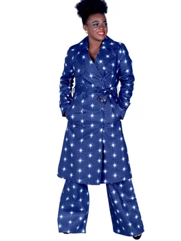 L Dimensiune Nouă Afro-3 Buc Seturi Gâfâi Costume pentru Femei 2023 Imprimare Haină Lungă Scurt partea de Sus, cu Curea și Pantaloni Mai bun Stil African FH027