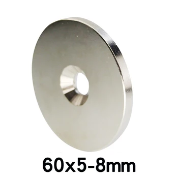 1/2/3 buc 60x5-8mm Magnet 60*5 mm Gaura de 8mm Înecat Neodim Magnetic 60*5-8mm Permanent Magnet Neodim