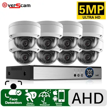 H. 265 5MP Camera AHD Set Exterior Impermeabil aparat de Fotografiat CCTV, Sistem de Securitate Kit Dome 8CH DVR Vdieo Kit Sistem de Supraveghere XMEYE 4CH