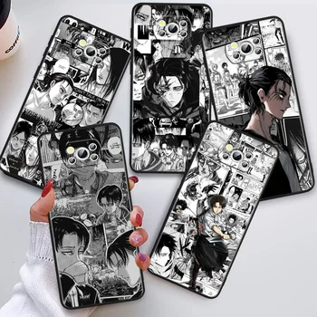 Atac Pe Titan Anime Japonez Telefon Caz Pentru Xiaomi POCO C40 C50 C31 C3 m5-urile sunt X4 M4 M3 F4 F3 GT F2 F1 X3 NFC X2 Pro Capac Negru