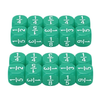 20buc 6 Fețe Matematica Fracțiune de Zaruri Rotunjite Fracționată Zaruri de Predare Zaruri Set Verde