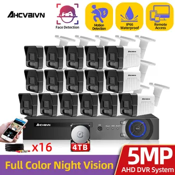 AHCVBIVN 8MP 16 Canale Video DVR Kit Sistem de Supraveghere 5MP 8/16PCS Colorate Noapte Camera AHD aparat de Fotografiat CCTV, Sistem de Securitate Stabilite