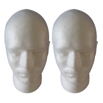 2X Masculin Peruca Display Cosmetologie Cap de Manechin Model de Suport de Spumă Albă