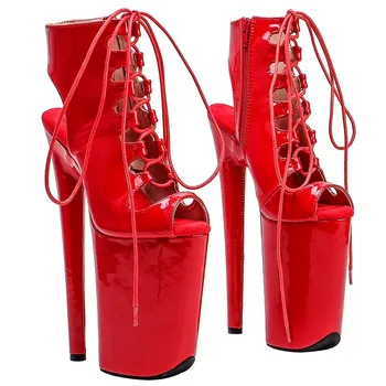 Auman Ale Nou 23CM/9inches Roșu PU Superioară Sexy Exotice cu Toc Platforma Partidului Femei Cizme Polul Pantofi de Dans 030