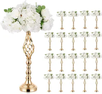 10 Buc Metal Aranjament Stand Nunta Flori Aranjamente Stand De 20 De Inch Înalt De Metal Elegant Vaza De Flori De Aur Și Candelabre