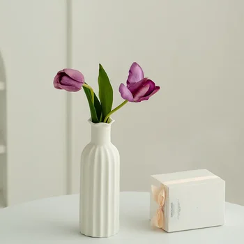 Stil European Alb Vaza Decor Acasă Accesorii Vaza Ceramica Artizanat pentru Flori Uscate Simple, Living de Masă Ornament