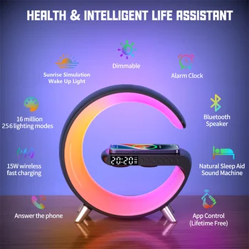 Noul Big G Inteligent de Lumină LED-uri Încărcător Wireless Bluetooth Speaker-Ceas cu Alarmă Atmosferă de Lumină Zgomot Alb de Somn Lumina 2023