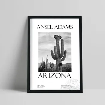 Ansel Adams Epocă Expoziție De Postere, Arizona Saguaro Cactus Imagine, Alb Negru Plante Printuri De Arta, Minimalist Autocolante De Perete