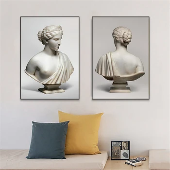Femeia Greacă Bust De Statuie Poster Moderne Mitologia Greacă Printuri De Arta Estetice Sculptura Arta De Perete Panza Pictura Acasă Decor Cameră