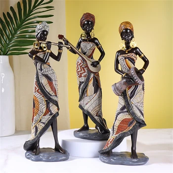 Doamna Din Africa Statuie Rășină Sculptură Figurine Office Home Decor Ornamente Desktop Decor Handmade, De Artizanat Arta Moderna