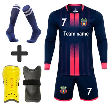 personalizate Copii Adulți Tricouri de Fotbal Uniforme Trening Baieti fete Fotbal Haine Seturi de Fotbal gratuit Shin Paznici Tampoane Șosete
