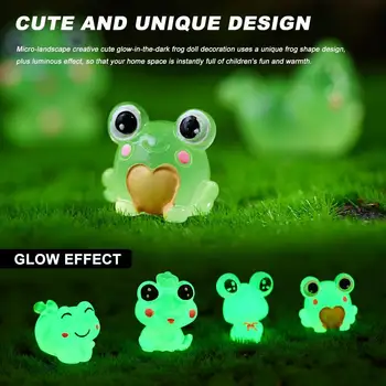 60PCS Drăguț Rășină Luminos Verde Broaște Micro Peisaj Creative DIY Decorare Accesorii Pentru Masina de Desktop Ornamente de dimensiuni Mici