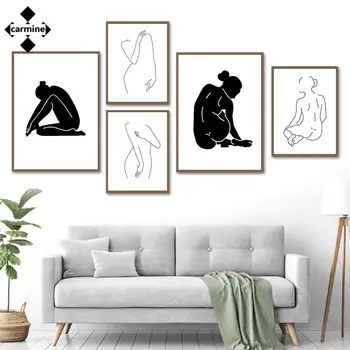 Liniile abstracte Perete Poze Nud Femeie Corpului Arta de Perete Postere si Printuri Stil Modern, Panza Pictura pentru Camera de zi Decor Acasă