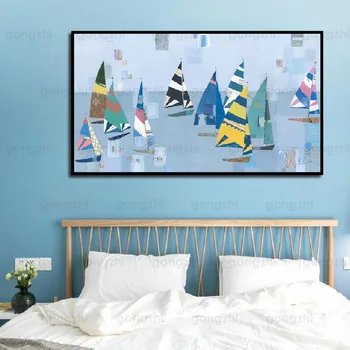 Colorate Barca de Navigatie Panza Pictura Poze de Perete pentru Camera de zi și Dormitor Nordic Decor Acasă Postere de Arta