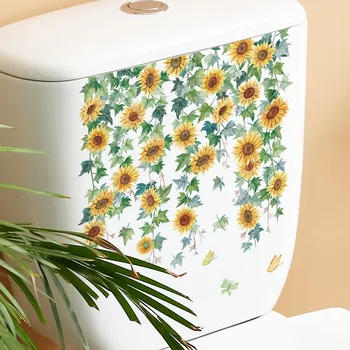 Original Floarea-Soarelui, Viță De Vie Toaletă Sticker Fluture Baie De Decorare A Acoperi Model