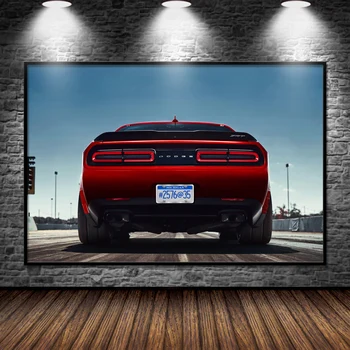 Supercarul Dodge Challenger Roșu Cursa Masina Sport retrovizoare Postere Tablouri Canvas Wall Art Printuri pentru Acasă Living Decorul Camerei