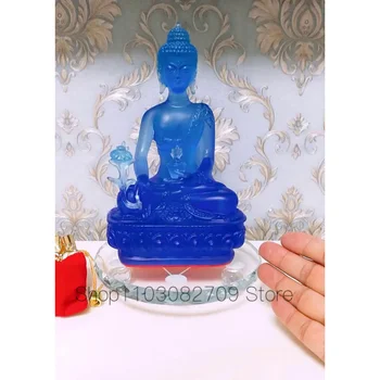 Oferta speciala ACASĂ patron eficace de Protecție # Budismul Amitabha Amitayus Medicina Buddha cristal statuie 22CM