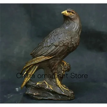 Chineză Tradițională Veche Cultură din Alamă statuie de Bronz Vultur, șoim șoim sculptura