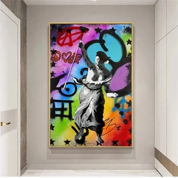 Moderne de Artă Graffiti Colorate Figura Panza Pictura Abstractă, Arta de Perete Postere, Printuri Imaginile pentru Camera de zi de Decorare Acasă