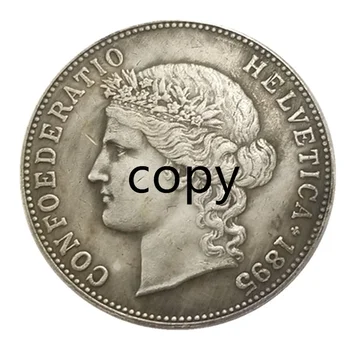 1895-B Elveția 5 Franci de Argint Placat cu Monede de Decor Acasă Norocos Magic Colecție de Monede REPLICA Medalie de Monede Cadouri de Craciun