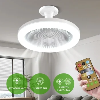 Ventilatoare de tavan Cu Control de la Distanță și Lumina Lampa LED Fan E27 Convertor de Bază Inteligent Tăcut Ventilatoare de Tavan Pentru Camera de zi Dormitor