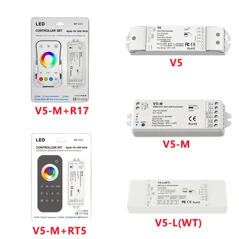 2.4 G HZ RGB+CCT RF CV benzi cu LED-uri Controler de la distanță WiFi/RF 5 in1 Controler cu LED-uri RGB+Culoare Împinge întrerupătorul de 5 Canal