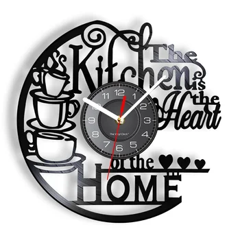 Bucătărie Inima casei Inspirat disc de Vinil Ceas cu un Design Modern de Vinil de Perete Ceas de Bucatarie Decor Silențioasă Ceasuri