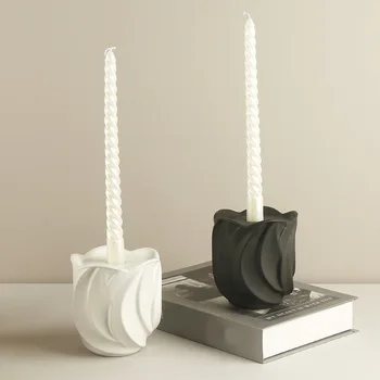 1 buc Moda Suport de Lumanare de Culoare Solidă Container Ceramice Sfeșnic Tulip Forma Home Decor Nordic Stil Minimalist Modern