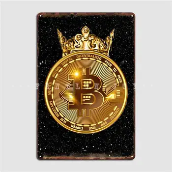 Regele Bitcoin Spațiu Semn Metalic De Perete De Peșteră Bar Club Crea Plăci De Tablă Semn Poster