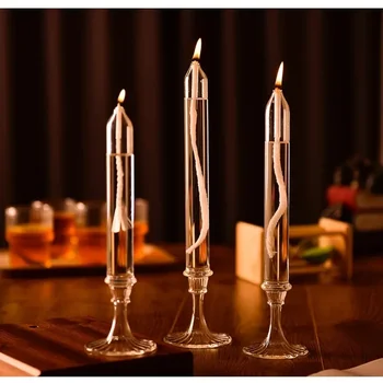 Decompresie sfesnice pentru Masa Pandantiv de Sticlă de Sticlă de Lampă de Petrol Transparent Nordic Stil Romantic, Sfeșnicul