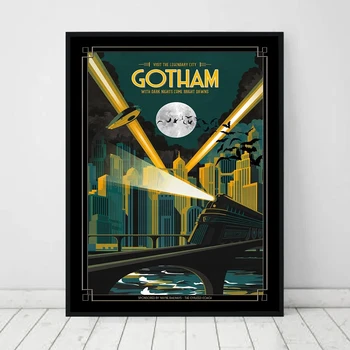 Gotham City Postere si Printuri Moderne Peisaj Panza Pictura Nordică Poze de Perete pentru Camera de zi Decor Acasă Nici un Cadru