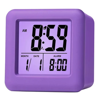 Digital Ceas cu Alarmă cu Amânare a CONDUS Lumina de Noapte pentru Dormitor Mic Birou Noptiera de Călătorie Ceasuri de Afișare de Timp Data Violet