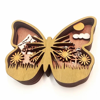Din lemn 3D Gol Afară de Fluture Desktop Masă Ornament Meșteșugurilor de Artă Pasăre Iepure Pui Decoratiuni Acasă