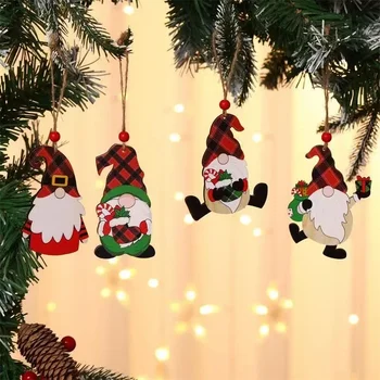 Crăciun Pandantive din Lemn Pom de Crăciun DIY Agățat Ornamente Santa 2023 An Nou Fericit Navidad Drăguț Amuzant Copii Cadou de Craciun Decor