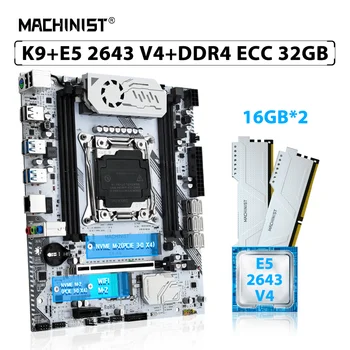 MAȘINIST X99 K9 Placa de baza Stabilit LGA 2011-3 Kit Xeon E5 2643 V4 Procesor CPU DDR4 32GB=2 buc*16GB Memorie ECC RAM NVME M. 2 WIFI