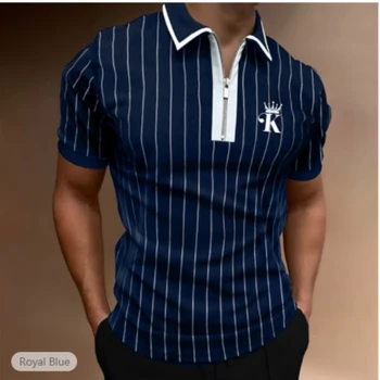 2023 spring fashion barbati golf POLO shirt îmbinat cu dungi maneca scurta cu fermoar T-shirt președinte arogant aroma de sus