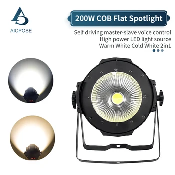 200W COB Par Lumina carcasa din Aluminiu Alb Rece/Alb Cald LED Lumina de Control DMX pentru DJ Disco, Cinema Biserica de Iluminat