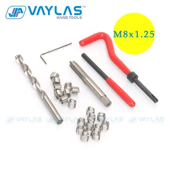 VAYLAS 25pcs M8x1.25mm Filet Instrument de Reparații Set de Sârmă din Oțel Inoxidabil Elicoidale Combinație Garaj Instrumente Kit