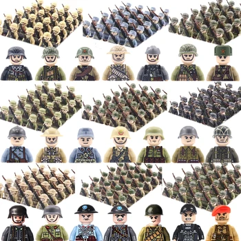 Mini Militare Blocuri Soldat Cifre Germania NE-Sovietică, marea Britanie, Franța, Italia WW2 Armata Luptă Caractere Cărămizi de Jucărie