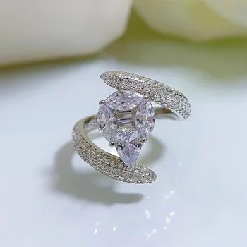 Primăvara Qiaoer Argint 925 Pere Tăiat Ridicat De Carbon Diamant Inel De Piatră Prețioasă Pentru Femei Bijuterii Fine Nunta Logodna Bijuterii